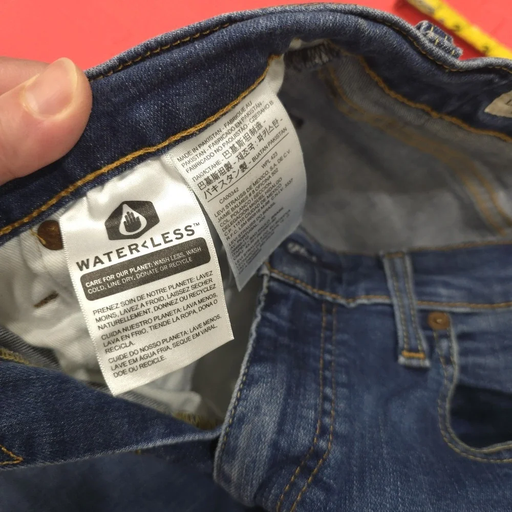Levi's 512 Slim Taper Mens Blue Jeans W32 L32 Premium Waterless Dark Wash‎